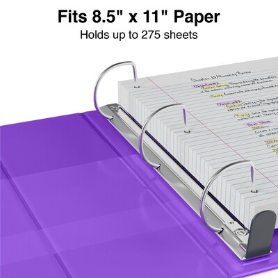 Staples® Heavy Duty 1" 3 Ring View Binder with D-Rings, Purple (ST56307-CC)