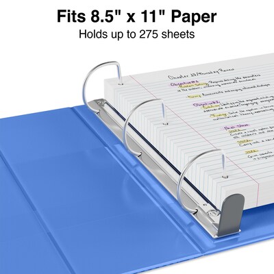 Staples® Heavy Duty 1" 3-Ring View Binders, D-Ring, Periwinkle (ST56289-CC)