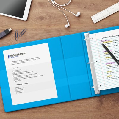 Staples® Heavy Duty 1" 3-Ring View Binders, D-Ring, Light Blue (ST56285-CC)