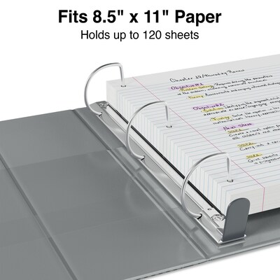 Staples® Heavy Duty 1/2" 3 Ring View Binder with D-Rings, Gray (ST56327-CC)
