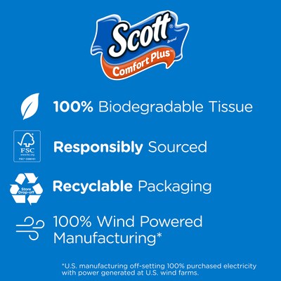 Scott Comfort Plus Toilet Paper, 1-Ply, White, 462 Sheets/Roll, 18 Mega Rolls/Pack (49729)