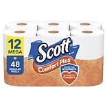 Scott ComfortPlus Mega Rolls 1-Ply Standard Toilet Paper, White, 462 Sheets/Roll, 12 Rolls/Case (476