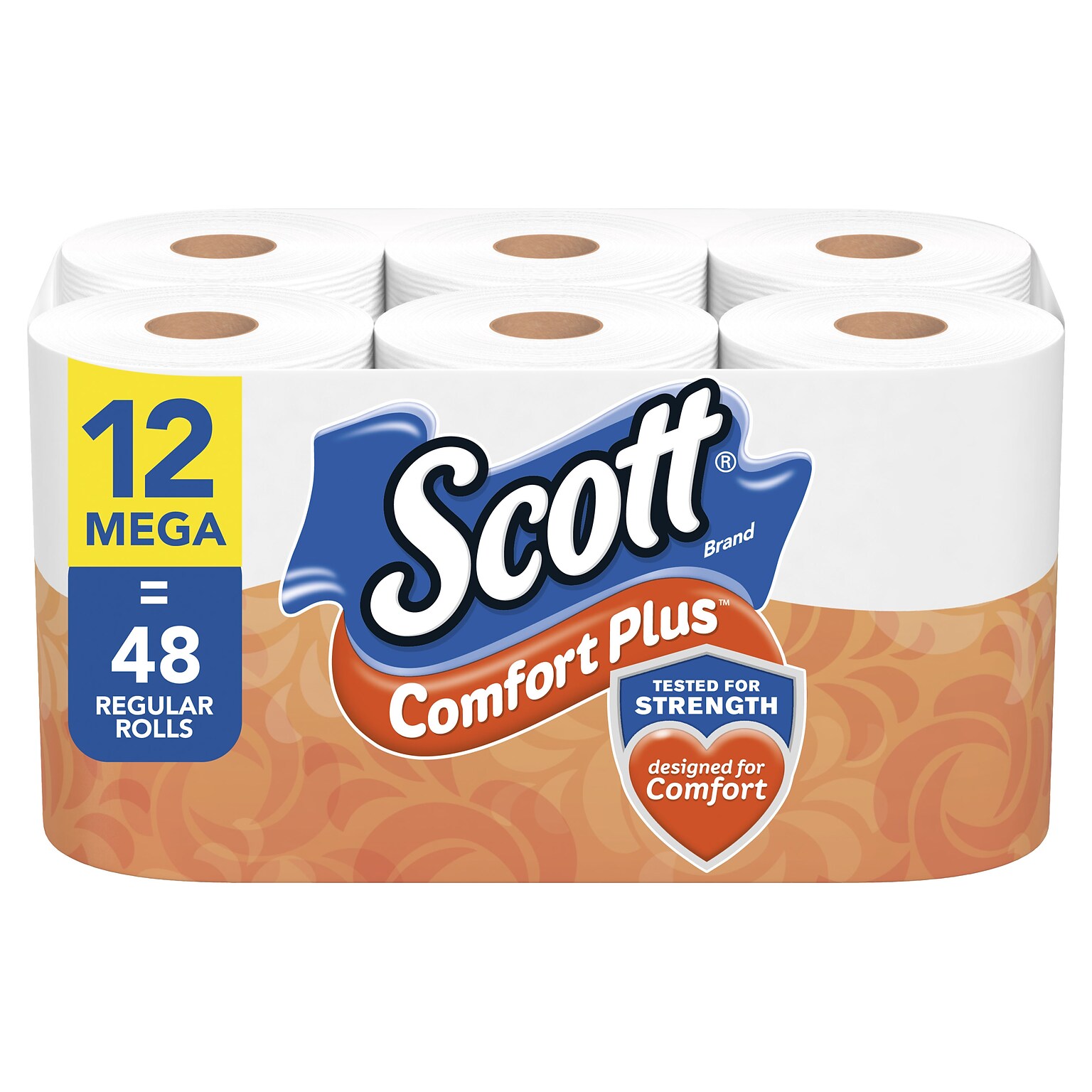 Scott ComfortPlus Mega Rolls 1-Ply Standard Toilet Paper, White, 462 Sheets/Roll, 12 Rolls/Case (47631)