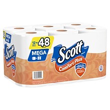 Scott ComfortPlus Mega Rolls 1-Ply Standard Toilet Paper, White, 462 Sheets/Roll, 12 Rolls/Case (476