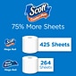 Scott Comfort Plus Toilet Paper, 1-Ply, White, 462 Sheets/Roll, 18 Mega Rolls/Pack (49729)