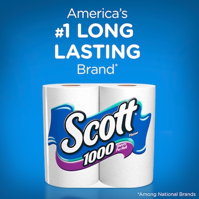 Scott 1-Ply Standard Toilet Paper, White, 1000 Sheets/Roll, 20 Rolls/Carton (20032)