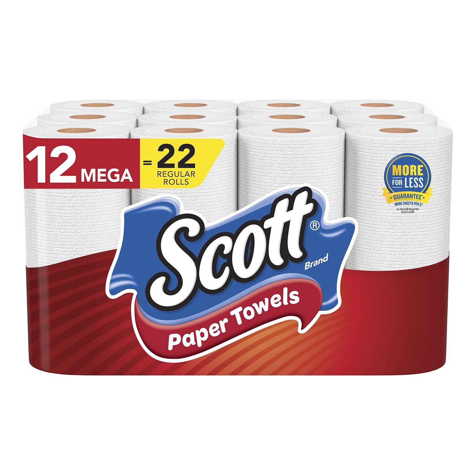 Scott Choose-A-Sheet Kitchen Roll Paper Towels, 1-ply, 102 Sheets/Roll, 12 Mega Rolls/Pack (38869/55416)