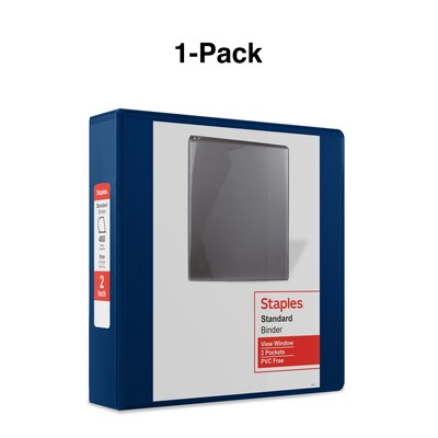 Staples® Standard 2" 3 Ring View Binder with D-Rings, Blue (26445-CC)