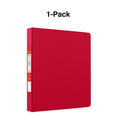 Standard 1" 3 Ring Non View Binder with D-Rings, Red (26290-CC)