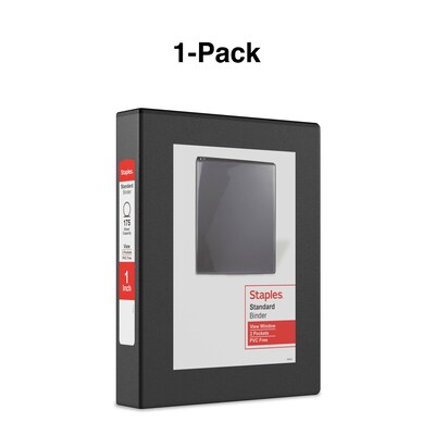 Staples® Standard 1" 3 Ring Mini View Binder, Black (26454)