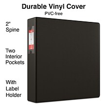 Standard 2 3 Ring Non View Binder with D-Rings With Label Holder, Black (26421-CC)