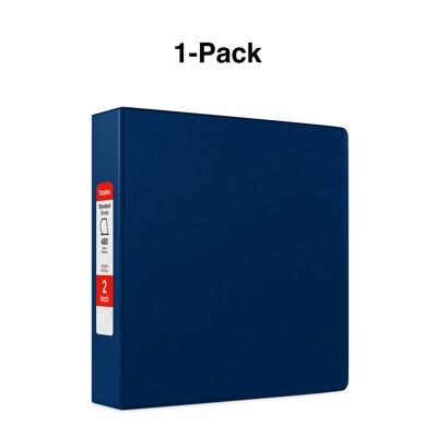 Staples® Standard 2" 3 Ring Non View Binder with D-Rings, Blue (26418-CC)