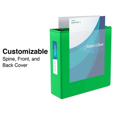 Staples® Standard 1.5" 3 Ring View Binder with D-Rings, Green (58652)