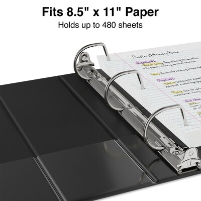 Staples® Standard 2" 3 Ring Non View Binder with D-Rings, Black (26417-CC)