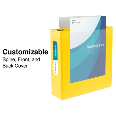 Staples® Standard 1.5" 3 Ring View Binder with D-Rings, Yellow (58652)