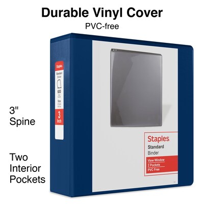 Standard 3 3 Ring View Binder with D-Rings, Blue (26451-CC)