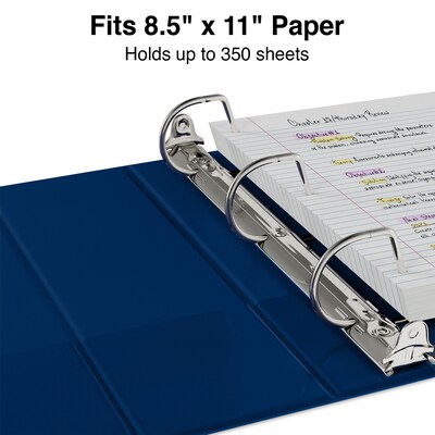 Standard 1-1/2" 3 Ring Non View Binder with D-Rings, Blue (26413-CC)