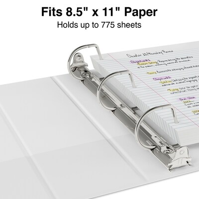 Staples® Standard 4" 3 Ring View Binder with D-Rings, White (26358-CC)