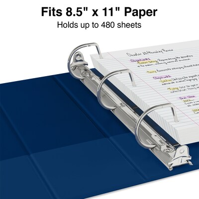 Staples® Standard 2" 3 Ring View Binder with D-Rings, Blue (26445-CC)