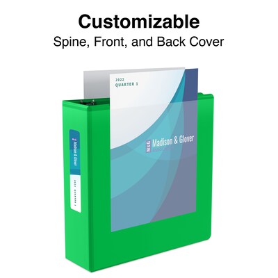 Staples® Standard 3" 3 Ring View Binder with D-Rings, Green (26354-CC)