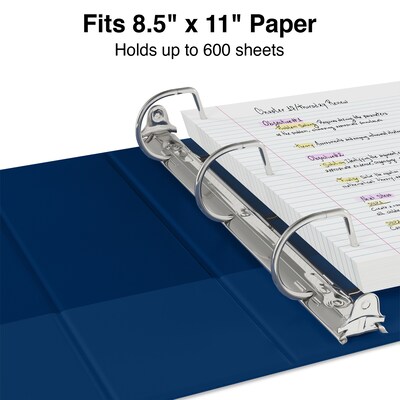 Staples® Standard 3" 3 Ring View Binder with D-Rings, Blue (26451-CC)