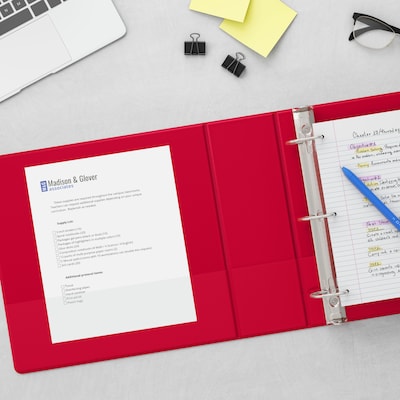 Staples Standard 2-Inch D-Ring Non-View Binder, Holds Up to 500 Sheets, Red/Burgundy, Durable Binder for Office & School