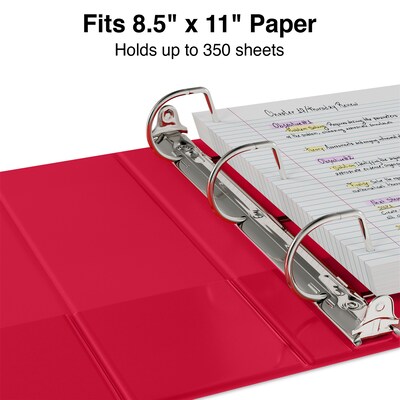 Standard 1-1/2" 3 Ring Non View Binder with D-Rings, Red (26302-CC)