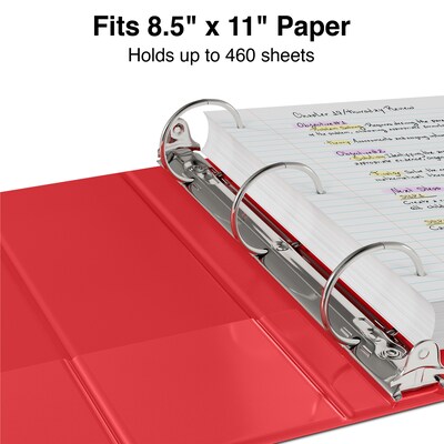 Staples® Standard 3" 3 Ring Non View Binder, Red (26589)