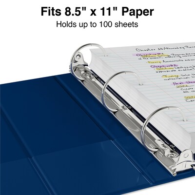 Staples 1/2" 3-Ring Non-View Binder, Navy (ST26648-CC)