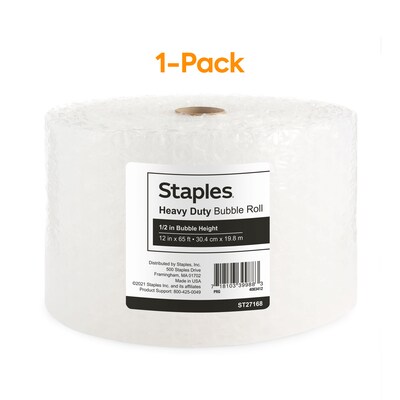 Staples® 1/2" Bubble Roll, 12" x 65', Clear (4069422)