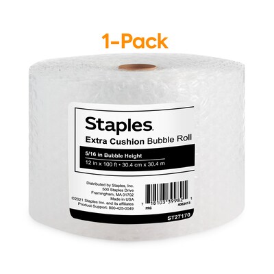 Staples® 5/16" Bubble Roll, UPS Approved, 12" x 100' (4072833)