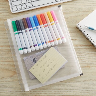 Staples Poly Zipper Pouch, 3-Hole Punched, Clear (ST26190-CC)