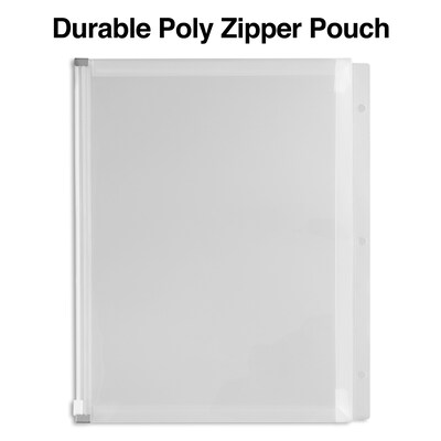 Staples Poly Zipper Pouch, 3-Hole Punched, Clear (ST26190-CC)