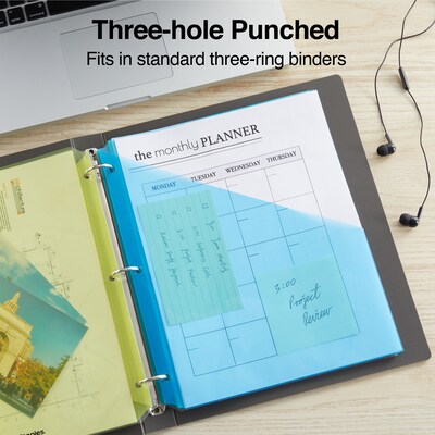 Staples Poly Binder Pocket, 3-Hole Punched, Assorted Colors, 5/Pack (ST15158-CC)