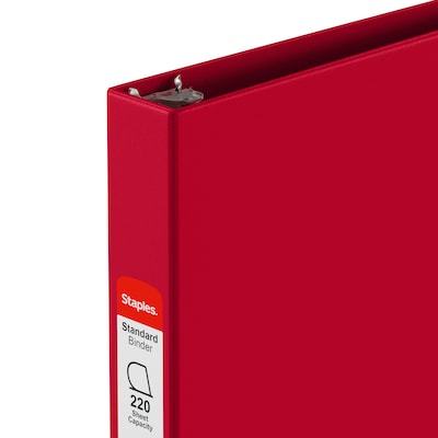 Standard 1" 3 Ring Non View Binder with D-Rings, Red (26290-CC)
