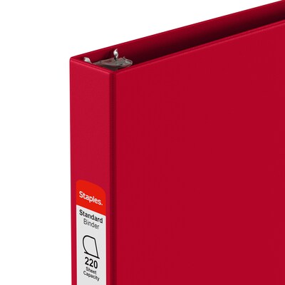 Standard 1" 3 Ring Non View Binder with D-Rings, Red (26290-CC)