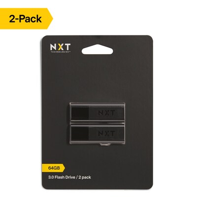 NXT Technologies™ 64GB USB 3.0 Type A Flash Drive, Black, 2/Pack (NX56885-US/CC)