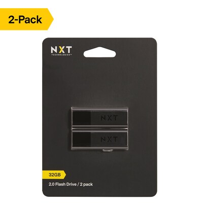 NXT Technologies™ 32GB USB 2.0 Type A Flash Drive, Black, 2/Pack (NX52550-US/CC)