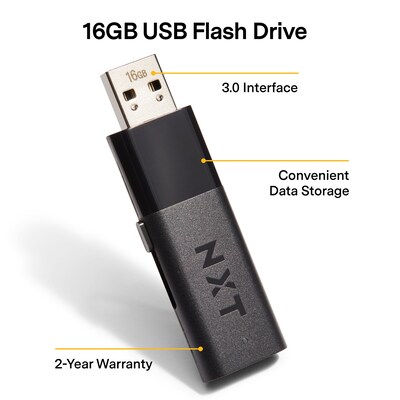 NXT Technologies™ 16GB USB 3.0 Type A Flash Drive, Black (NX27995-US/CC)