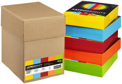 Astrobrights 65 lb. Cardstock Paper, 8.5 x 11, Assorted Colors, 250 Sheets/Ream, 5 Reams/Carton (98751)
