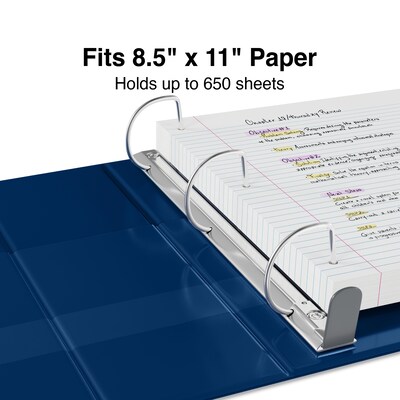 Staples Heavy Duty 3 3-Ring Non-View Binder, D-Ring, Blue (ST56275-CC)