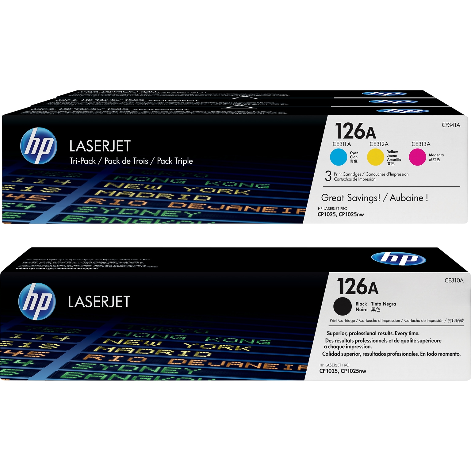 HP 126 Black/Cyan/Magenta/Yellow Standard Yield Toner Cartridge, 4/Pack