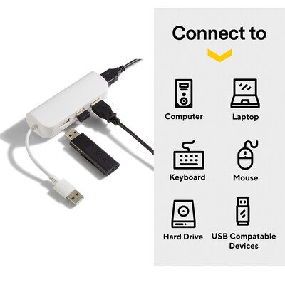 NXT Technologies™ 4-Port USB 2.0 Hub, White (NX29758)