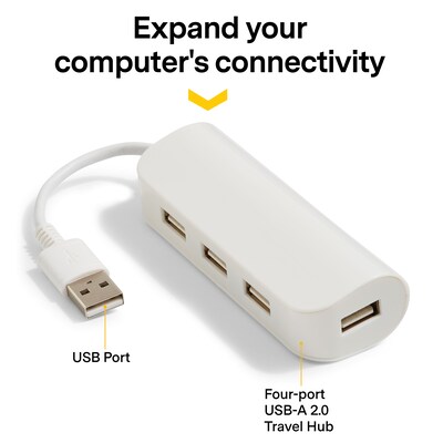 NXT Technologies™ 4-Port USB 2.0 Hub, White (NX29758)