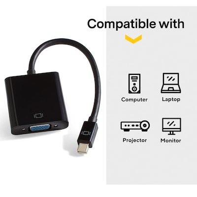 NXT Technologies™ 0.5' Mini DisplayPort/VGA Audio/Video Adapter, Black (NX29744)