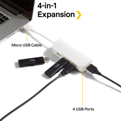 NXT Technologies™ 4-Port USB 2.0 Hub, White (NX29758)