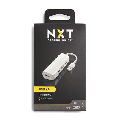 NXT Technologies™ 4-Port USB 2.0 Hub, White (NX29758)