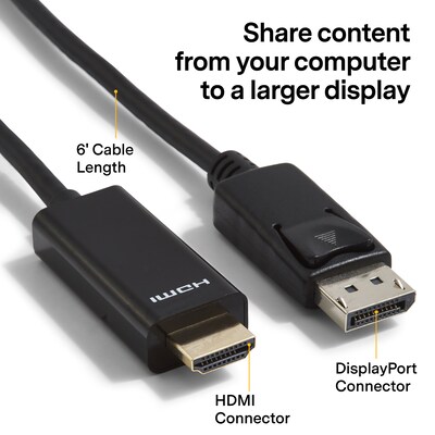 NXT Technologies™ 6' DisplayPort/HDMI Audio/Video Cable, Black (NX51760)