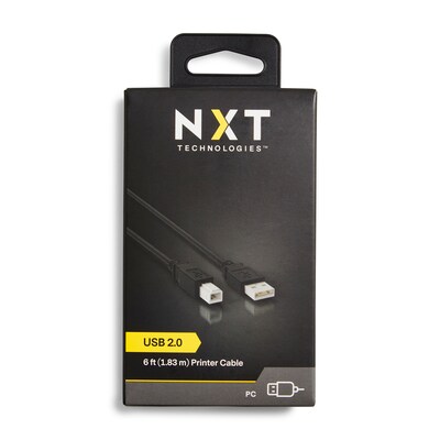 NXT Technologies™ 6' USB B to USB A Printer Cable, Male to Male, Black (NX29749)