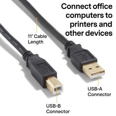 NXT Technologies™ 11' USB A Male/B Male, Black (NX29930)